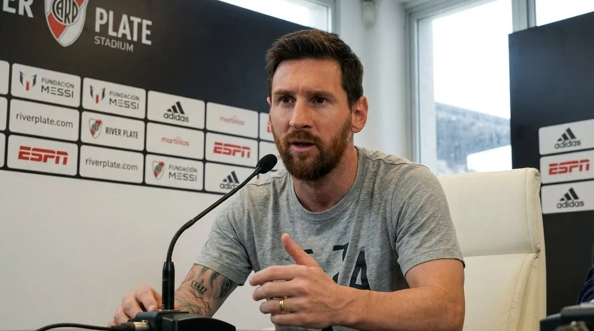 Messi en primer plano durante la entrevista