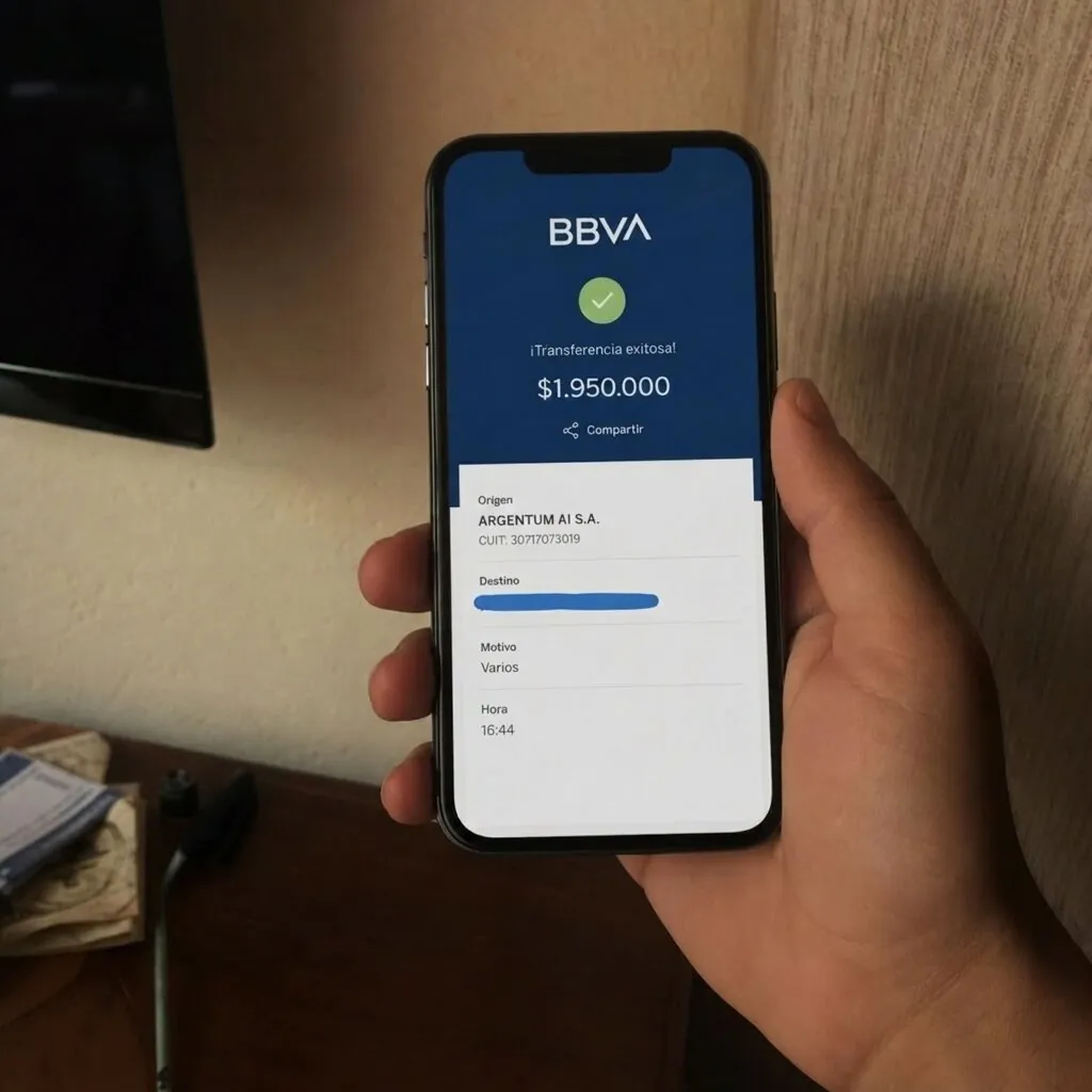 Captura de BBVA: transferencia de Silber Markt GPT S.A. por $1.950.000